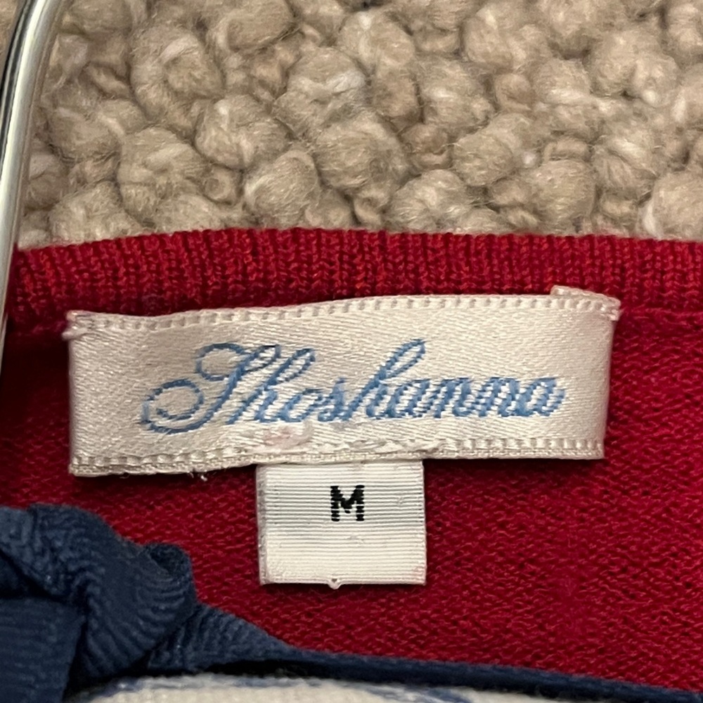 Women’s Beautiful Red Wool Sweater with Rhinestone Buttons - Picture 2 of 13